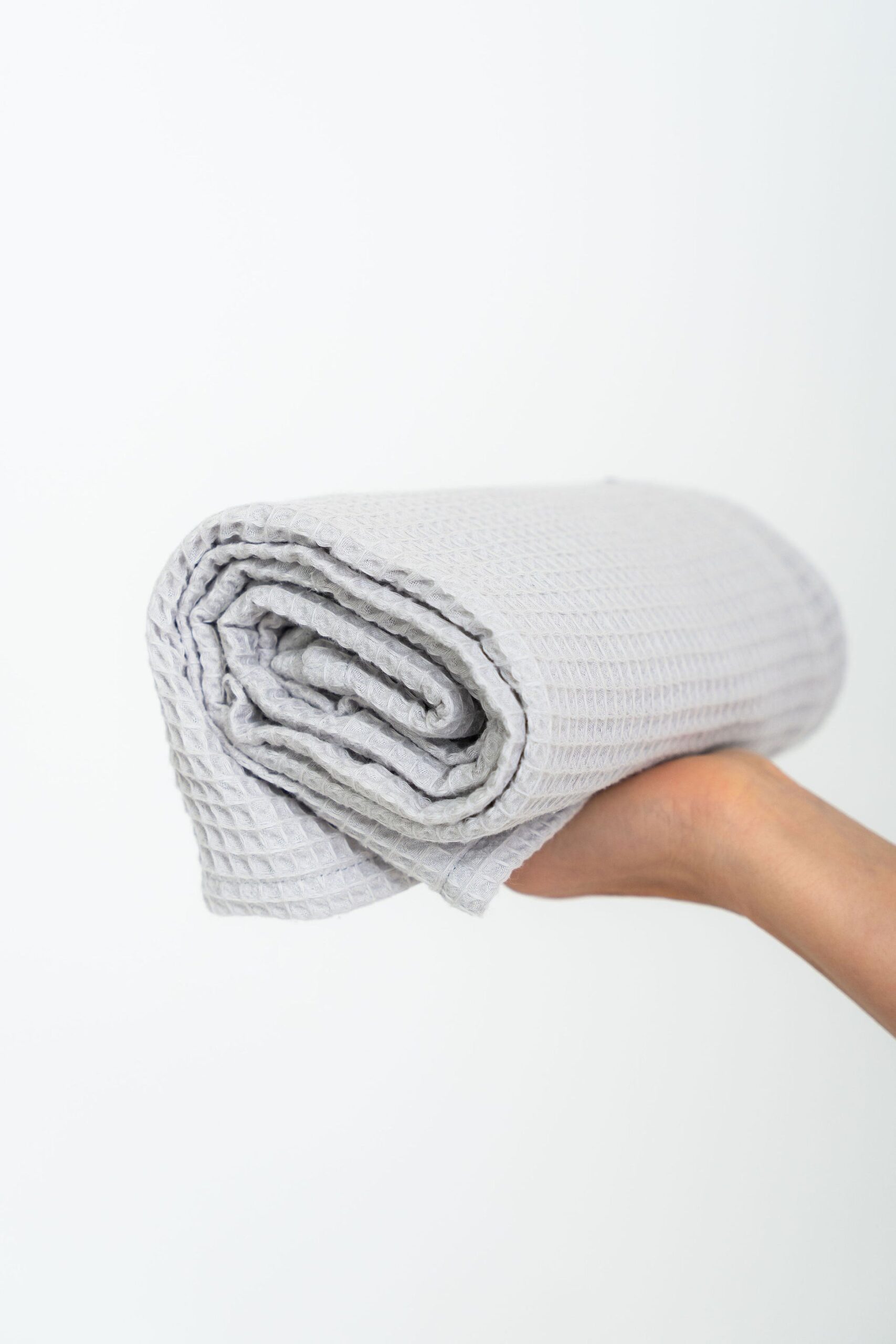 Organic Waffle Cotton Towel - Light Gray 2 Organic Waffle Cotton Towel - Light Gray - Billede 2