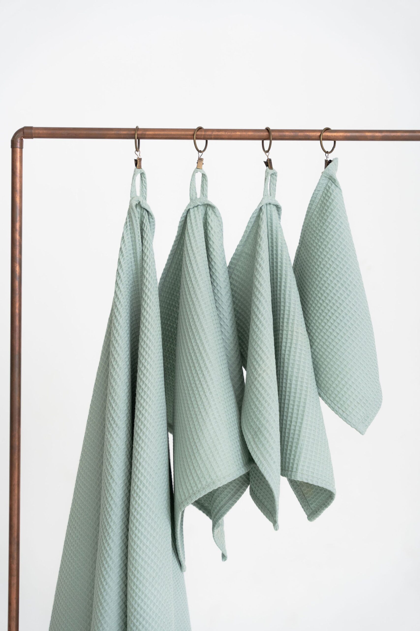 Organic Waffle Cotton Towel - Sage Grøn 2 Organic Waffle Cotton Towel - Sage Grøn - Billede 2